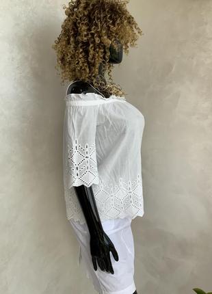 Білосніжна блуза топ з бавовни2 фото