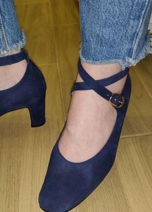 Стильные женские замшевые туфли hogl синего цвета ecco clarks2 фото