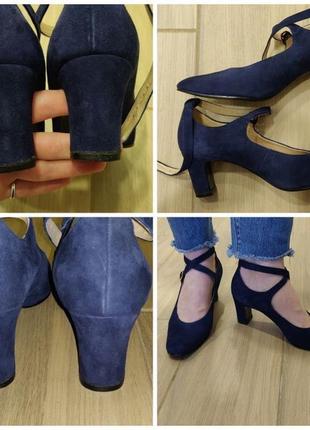 Стильные женские замшевые туфли hogl синего цвета ecco clarks4 фото