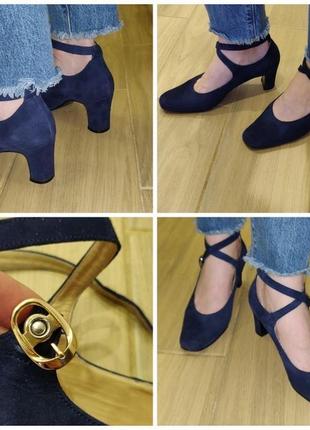 Стильные женские замшевые туфли hogl синего цвета ecco clarks7 фото