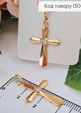 Крестик с гранями и камушком, 3см*2,3см кулон крестик из медицинского сплава xuping 18k