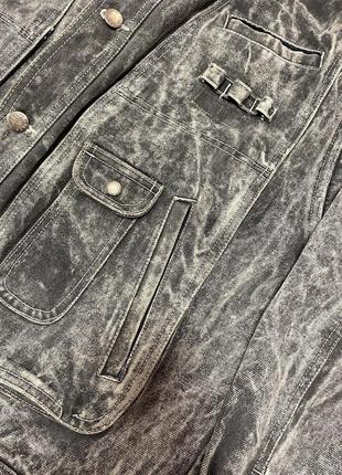 Стильная серая тайдай печворк графитовая мужская женская винтаж рок реп джинсовка...