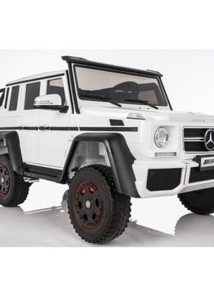 Детский двухместный шестиколесный электромобиль mercedes amg g63 белого цвета 1801в || kilometr+