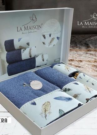 Турция 🇹🇷. подарочный набор полотенец 3 шт. с ароматом vera mavi