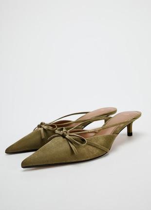 Открытые туфли на каблуке китен хил zara new