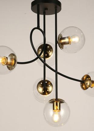 Чорна люстра з прозорих куль на 6 ламп (52-l7914-6 bk+cl)