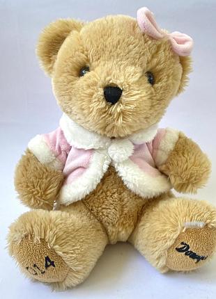 М'яка іграшка плюшевий ведмідь у рожевій шубці з бантиком ведмежатко плюшевий douglas 2014