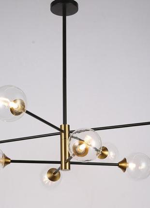 Чорна люстра з прозорих куль на 8 ламп (52-l7910-8 bk+cl)