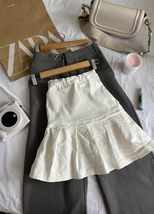 Тенісна спідниця біла джинсова h&m