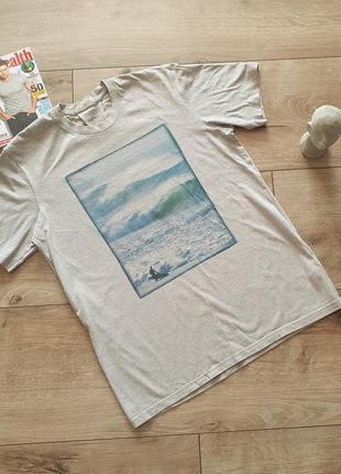 Серая хлопковая футболка оверсайз л-хл