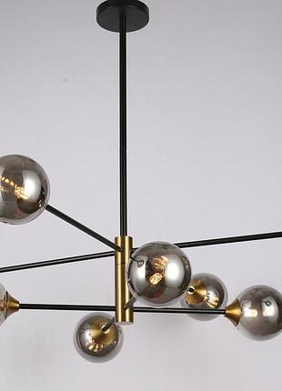 Чёрная люстра из графитовых шаров на 8 ламп (52-l7910-8 bk+bk)
