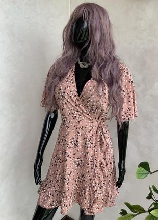 New look коротка сукня на запах в квітковий принт10 фото