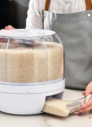 Диспенсер органайзер для круп 9 л ємність з кнопкою для сипучих продуктів на 6 секцій контейнер ан кухню tktk5 фото