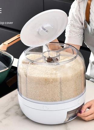 Диспенсер органайзер для круп 9 л ємність з кнопкою для сипучих продуктів на 6 секцій контейнер ан кухню tktk6 фото