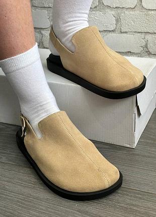 Клоги песок замшевые женские