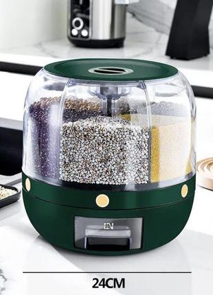 Диспенсер органайзер для круп 6 л ємність з кнопкою для сипучих продуктів на 6 секцій контейнер ан кухню tktk7 фото