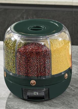 Диспенсер органайзер для круп 6 л ємність з кнопкою для сипучих продуктів на 6 секцій контейнер ан кухню tktk2 фото