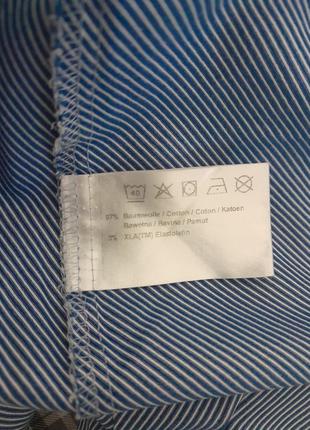 Рубашка в сине - белую полоску olymp №6 six super slim, оригинал, молниеносная отправка8 фото