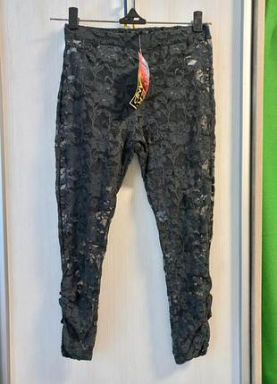 Мереживні еластичні капрі темно-сірого кольору з зеленим відтінком river island. вінтаж ❗️ препас