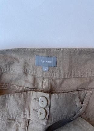 Льняные бежевые широкие брюки. брюки палаццо 100% лен5 фото
