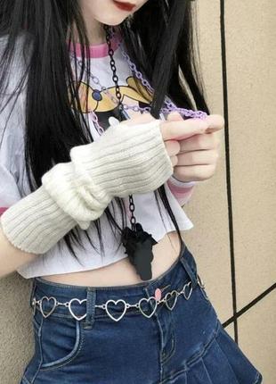 Митенки молочно-белые вязаные теплые перчатки без пальцев мытенки молочно-белое теплые...