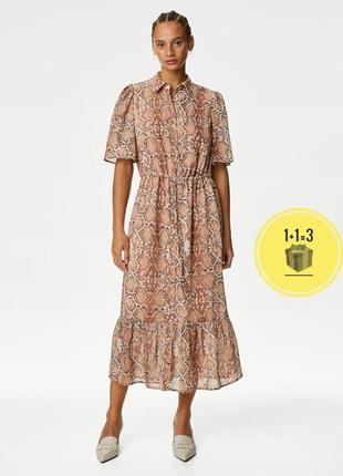 Миди платье в змеиный принт m&s 22 батал