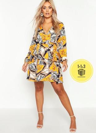 Платье с поясом boohoo в принт 16
