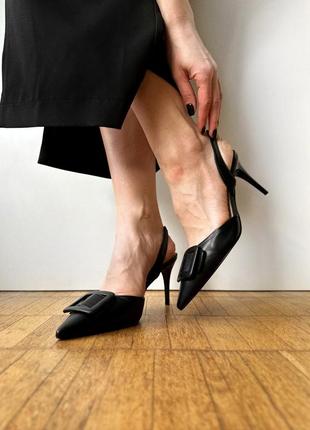 Новые черные актуальные туфли босоножки слингбеки