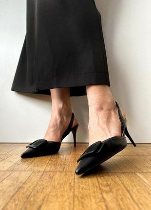 Новые черные актуальные туфли босоножки слингбеки3 фото