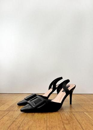 Новые черные актуальные туфли босоножки слингбеки7 фото