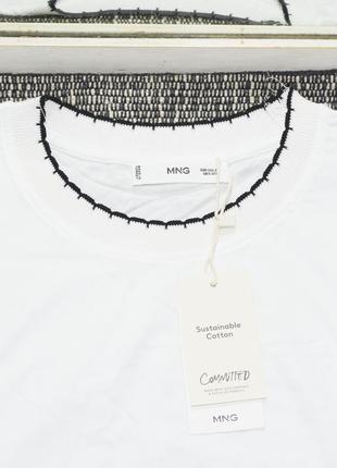 Новая белая футболка оверсайз с оторочкой на воротнике mango8 фото