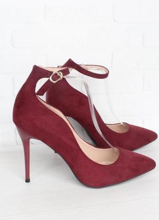 Бордові туфлі, човники, лодочки 38 розміру