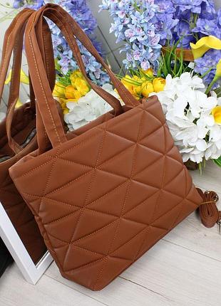 Жіноча стильна та якісна шикарна сумка шопер теракот