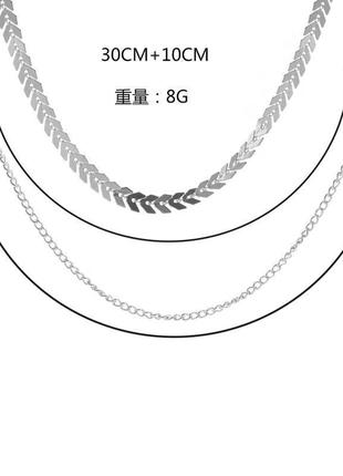 Ожерелье кольє чокер ланцюжка багатошарова срібляста ланцюжок3 фото