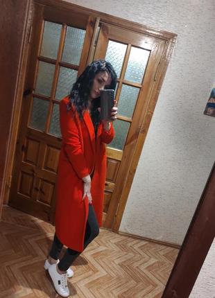 Красное шерстяное пальто xs
