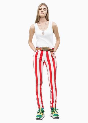 Джинс скинни calvin klein jeans 010 – high rise skinny modern classics stripe pant