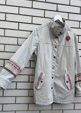 Джинсовый пиджак,жакет,куртка-парка с вышивкой, этно бохо стиль lieblingsstück