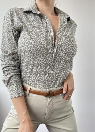 Базовая бежевая рубашка/рубашка цветочный принт springfield