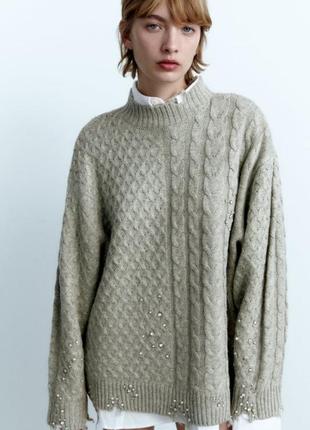 Свитер трикотажный женский со стразами m-l
