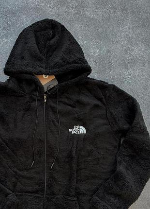 Худи теплый плюшевый на молнии the north face черный