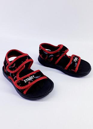 Дитячі босоніжки для хлопчика sydney 1093-10в1 24-29(р)  чорний з червоним