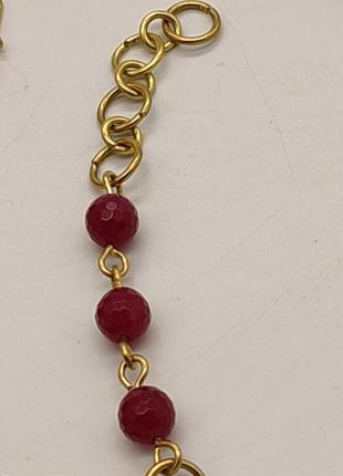 Комплект браслет и серьги из малинового агата и малинового турмалина "агата". комплект из натурального камня4 фото