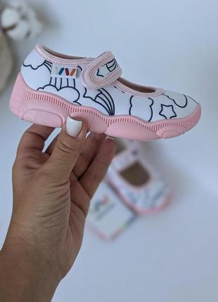 Капці для садочку, тапочки дитячі в садок для дівчинки, рожеві,білі,з фломастерами