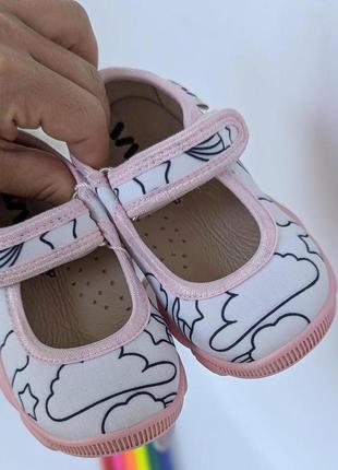Капці для садочку, тапочки дитячі в садок для дівчинки, рожеві,білі,з фломастерами