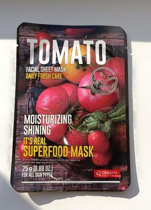 Тканевая маска для лица dermal superfood mask с экстрактом томаты, 25 г