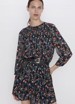 Шифоновое плиссированное платье zara
