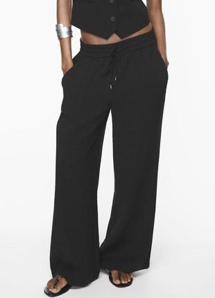 Классные легкие черные брюки на кулиске zara