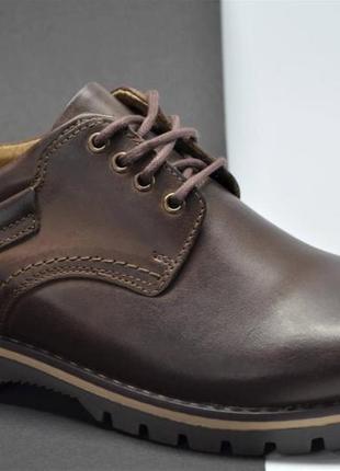 Мужские польские демисезонные кожаные туфли коричневые riko 8581 фото