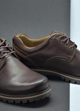 Чоловічі польські демісезонні шкіряні туфлі коричневі riko 8583 фото