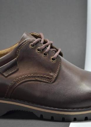 Мужские польские демисезонные кожаные туфли коричневые riko 8586 фото